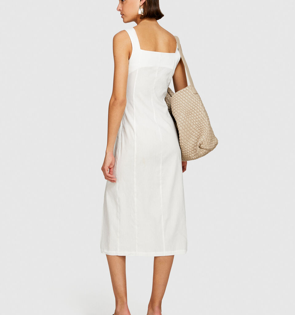 Fitted dress with slit - women's midi dresses - White | Sisley image number 3